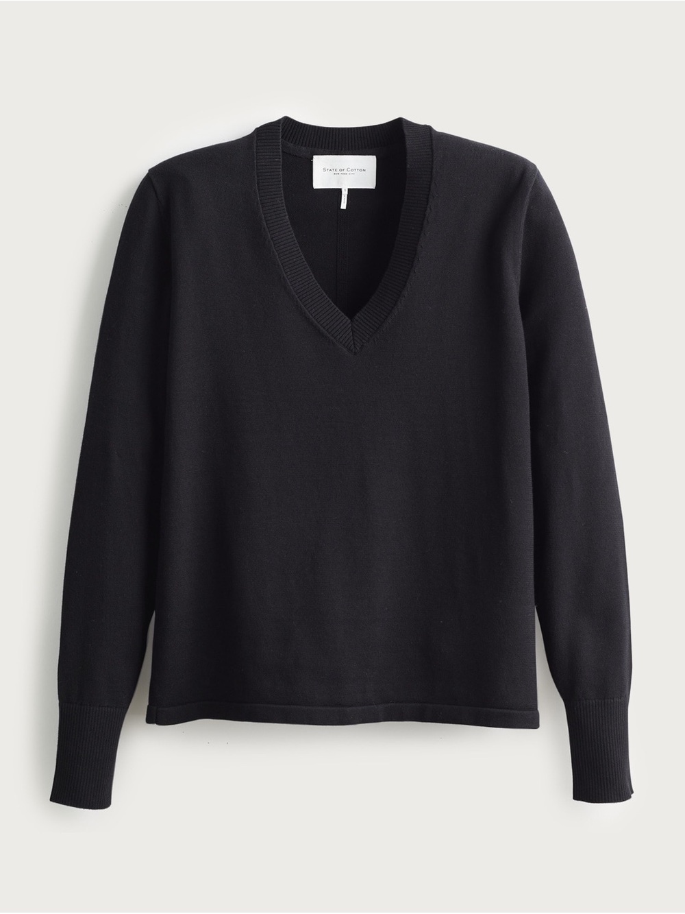 J. Crew State of Cotton NYC Ellie Black V-Neck Cashmere Sweater